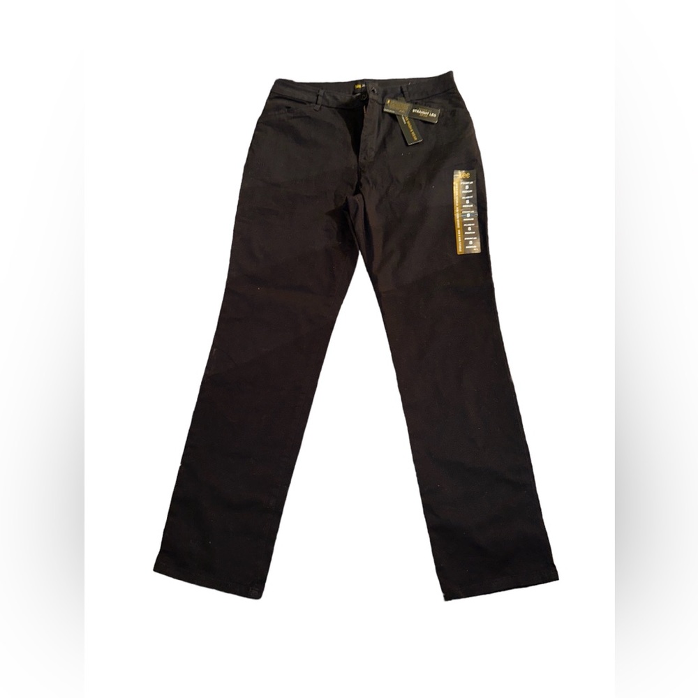 LEE straight leg mid rise pants effortless wash & wear size M 8 black